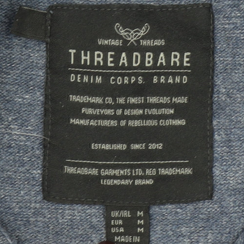 Threadbare Men's Blue Short Sleeve Polo Shirt Size M Regular Fit