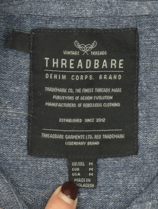 Threadbare Men's Blue Short Sleeve Polo Shirt Size M Regular Fit