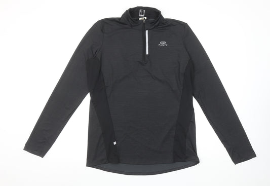 Kalenji Women's Black Running 1/4 Zip Long Sleeve Active Top Size 14