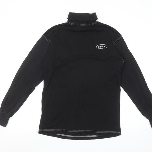 Rodeo Women's Black Long Sleeve Roll Neck Cotton Top UK 14