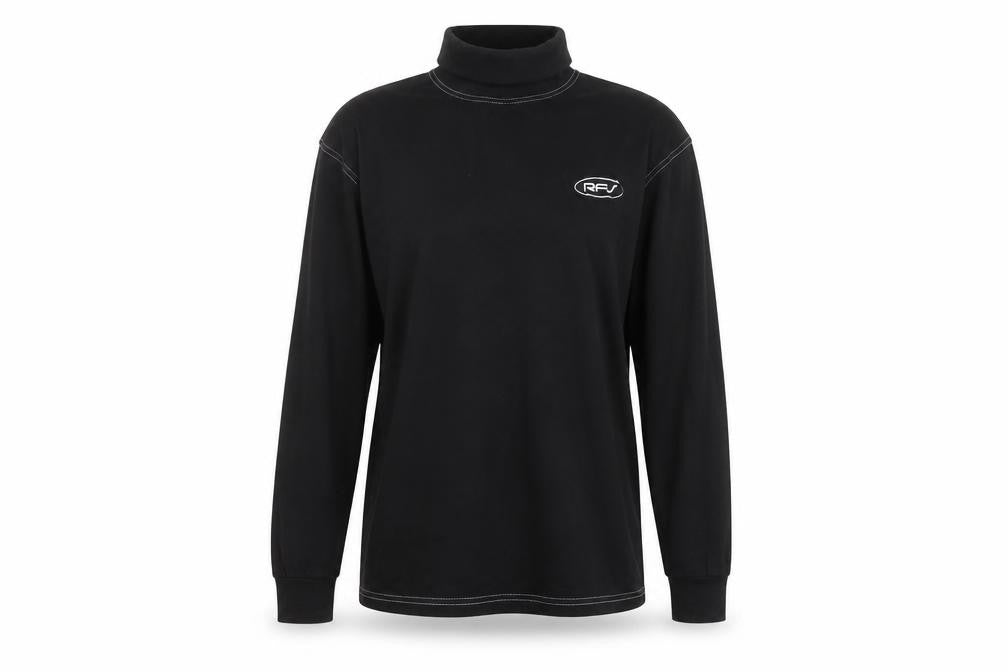 Rodeo Women's Black Long Sleeve Roll Neck Cotton Top UK 14