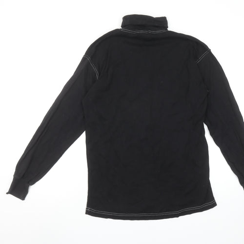 Rodeo Women's Black Long Sleeve Roll Neck Cotton Top UK 14