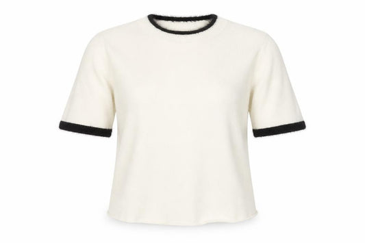 Front view of Zara Women Ivory Short Sleeve Knit jumper, size S