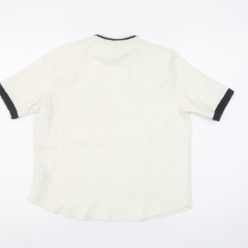 Zara Women Ivory Short Sleeve Knit Pullover Jumper Size S