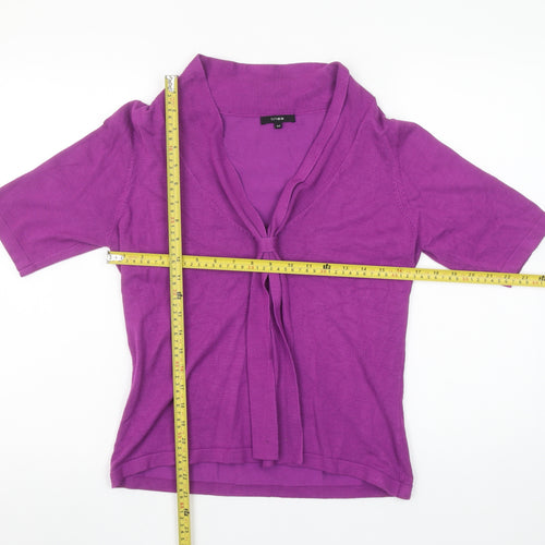 Linea Women’s Purple V-Neck Tie Short Sleeve Knit Blouse Size M