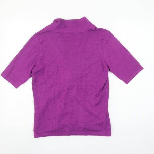 Linea Women’s Purple V-Neck Tie Short Sleeve Knit Blouse Size M