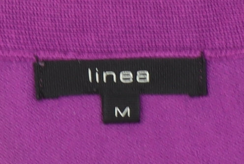 Linea Women’s Purple V-Neck Tie Short Sleeve Knit Blouse Size M