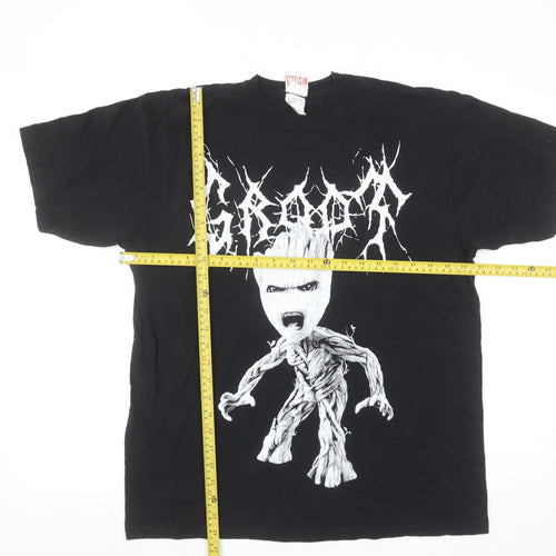 Marvel Men’s Black Groot Graphic Print Cotton T-Shirt Size L