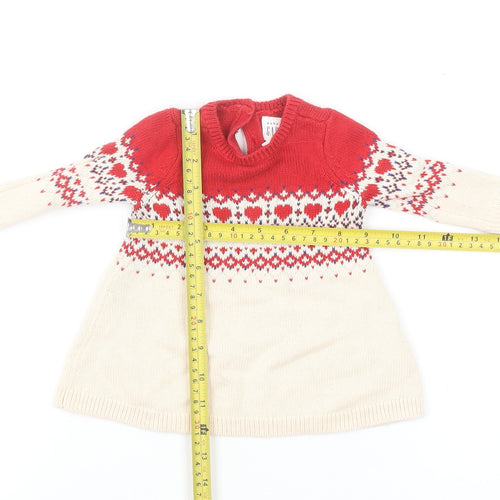 Baby GAP Red Beige Fair Isle Knit Jumper 0-3 Months Unisex Winter Pullover