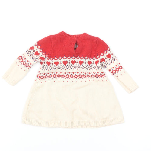 Baby GAP Red Beige Fair Isle Knit Jumper 0-3 Months Unisex Winter Pullover