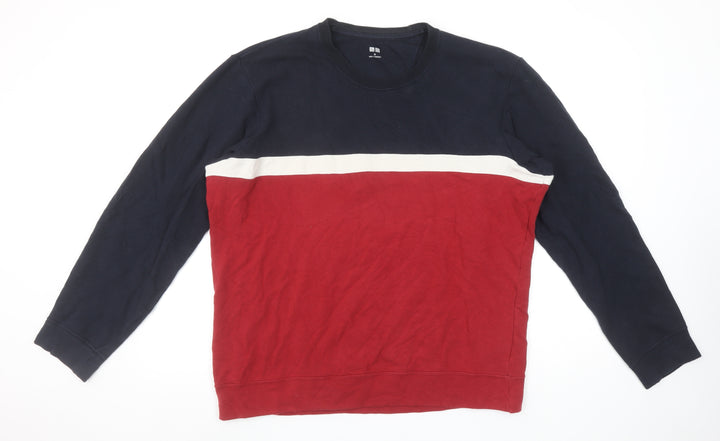 UNIQLO Men’s Multicoloured Medium Crew Neck Pullover Sweatshirt