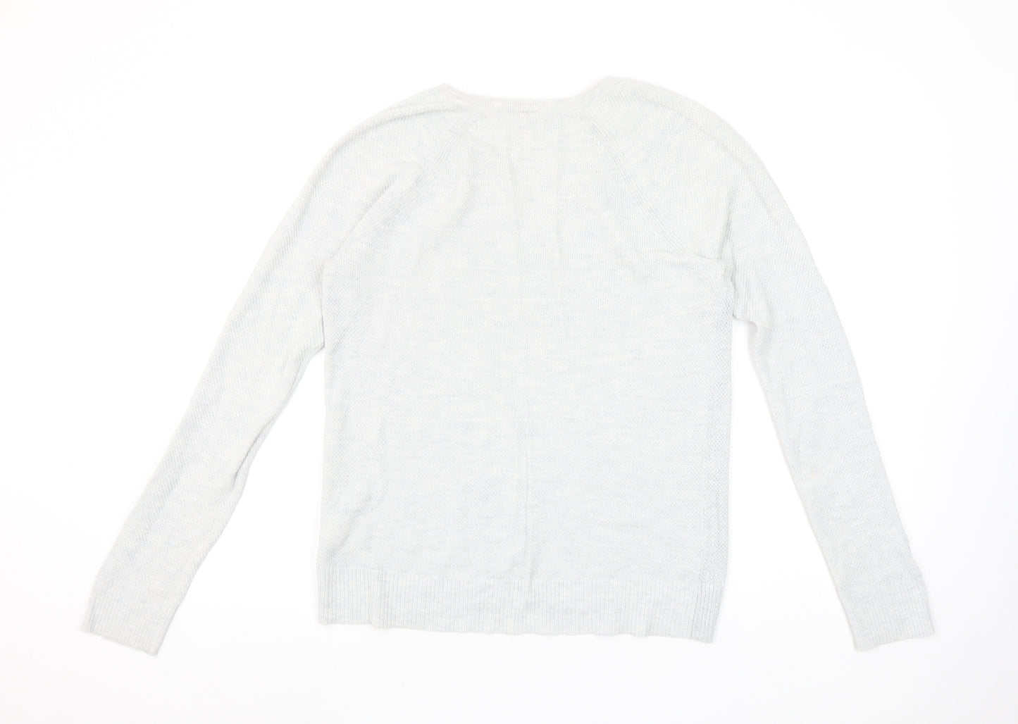 GAP Women's Grey V-Neck Knit Jumper Medium Long Sleeve