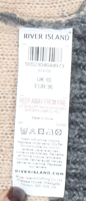 River Island Womens Grey Faux Fur Trim Open Cardigan Size 10