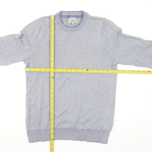 Marks and Spencer Men's Blue Cotton Crew Neck Pullover Jumper S Tailored Fit