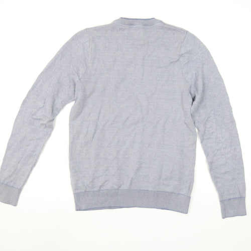 Marks and Spencer Men's Blue Cotton Crew Neck Pullover Jumper S Tailored Fit