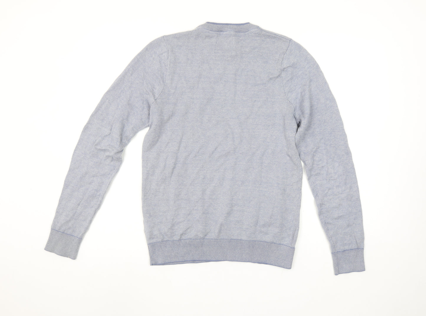 Marks and Spencer Men's Blue Cotton Crew Neck Pullover Jumper S Tailored Fit