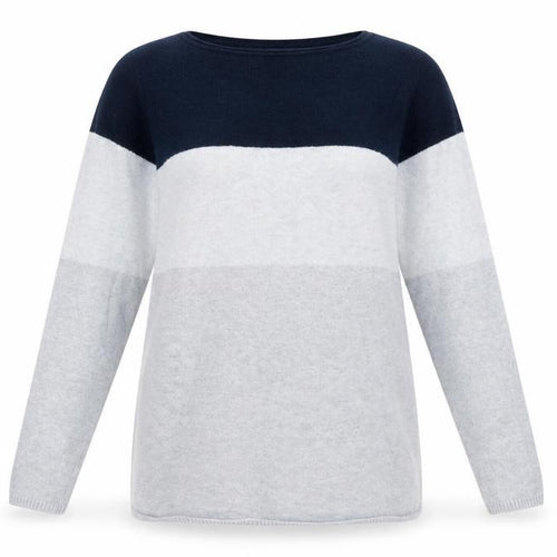 ONLY Women’s Grey Colour Block Long Sleeve Knit Jumper Size S