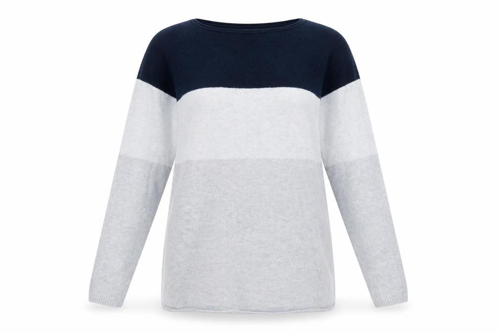 ONLY Women’s Grey Colour Block Long Sleeve Knit Jumper Size S