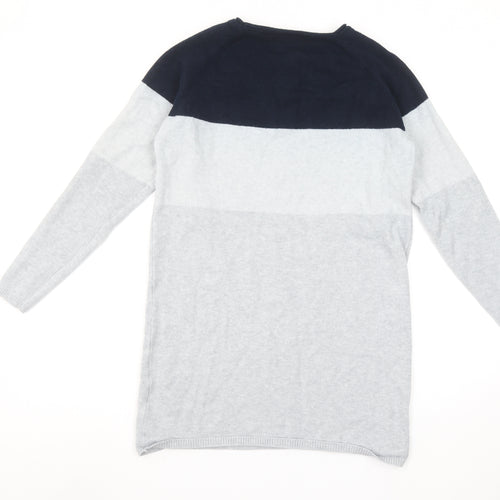 ONLY Women’s Grey Colour Block Long Sleeve Knit Jumper Size S