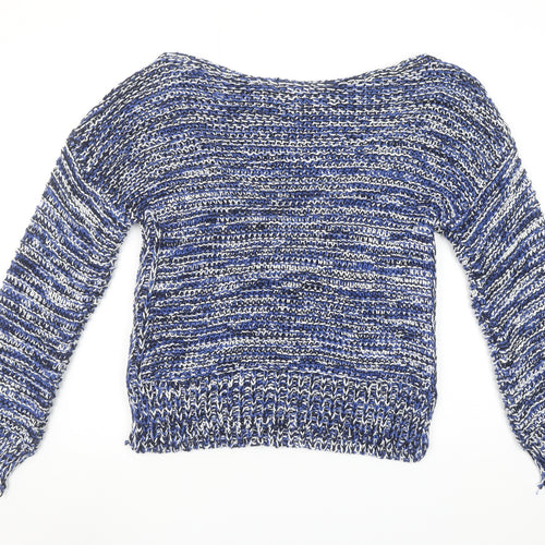 Zara Women Blue Chunky-Knit Acrylic Pullover Jumper Size M