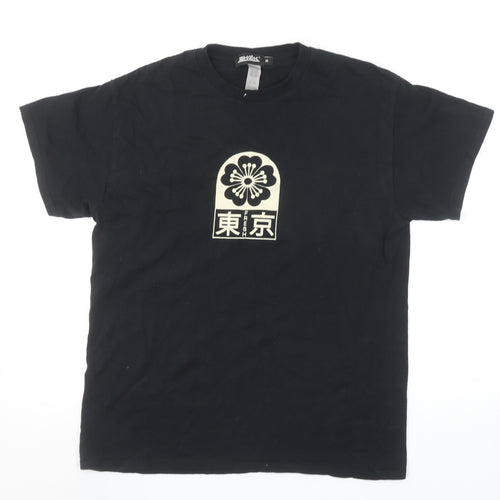 Shok Men's Black Tokyo Graphic Print Cotton T-Shirt Size M