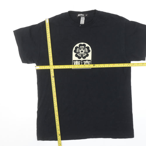 Shok Men's Black Tokyo Graphic Print Cotton T-Shirt Size M
