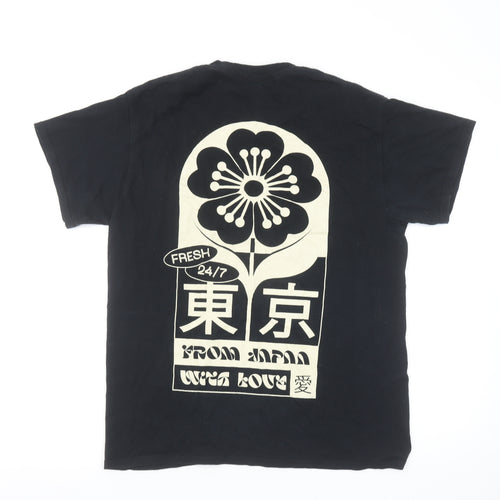Shok Men's Black Tokyo Graphic Print Cotton T-Shirt Size M