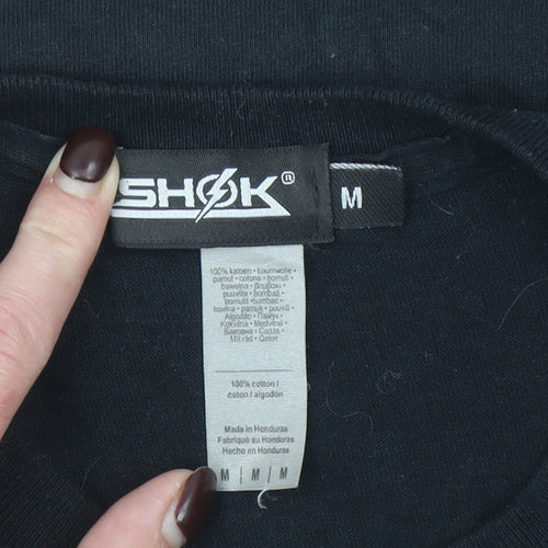 Shok Men's Black Tokyo Graphic Print Cotton T-Shirt Size M