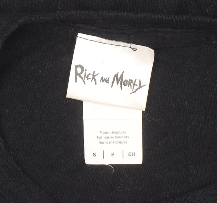Rick and Morty Women's Black Cotton T-Shirt Size S Casual Graphic Tee