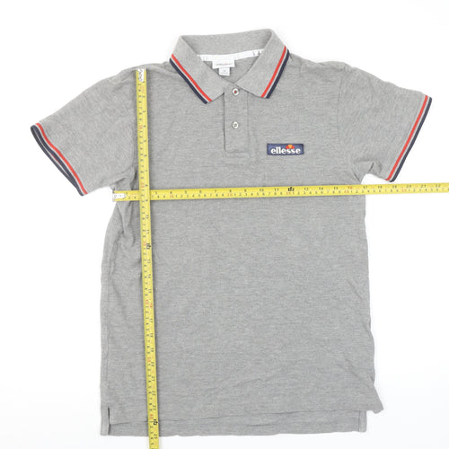 Ellesse Men's Grey Short Sleeve Cotton Polo Shirt Size S