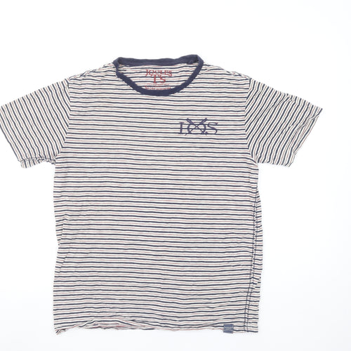 Joules Men's Blue Striped Nautical Crew Neck Cotton T-Shirt Size L
