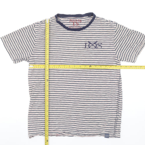 Joules Men's Blue Striped Nautical Crew Neck Cotton T-Shirt Size L