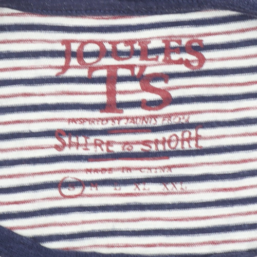 Joules Men's Blue Striped Nautical Crew Neck Cotton T-Shirt Size L
