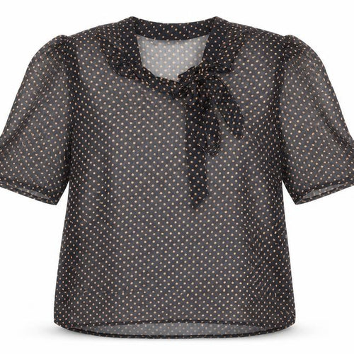 Mint Velvet Womens Black Polka Dot Sheer Tie Neck Blouse Size 14