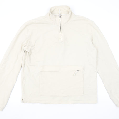 Marks and Spencer Men's Beige 1/2 Zip Cotton Sweatshirt Size S