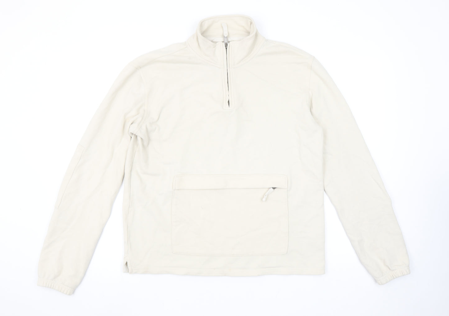 Marks and Spencer Men's Beige 1/2 Zip Cotton Sweatshirt Size S