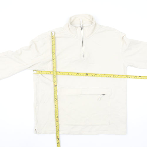 Marks and Spencer Men's Beige 1/2 Zip Cotton Sweatshirt Size S