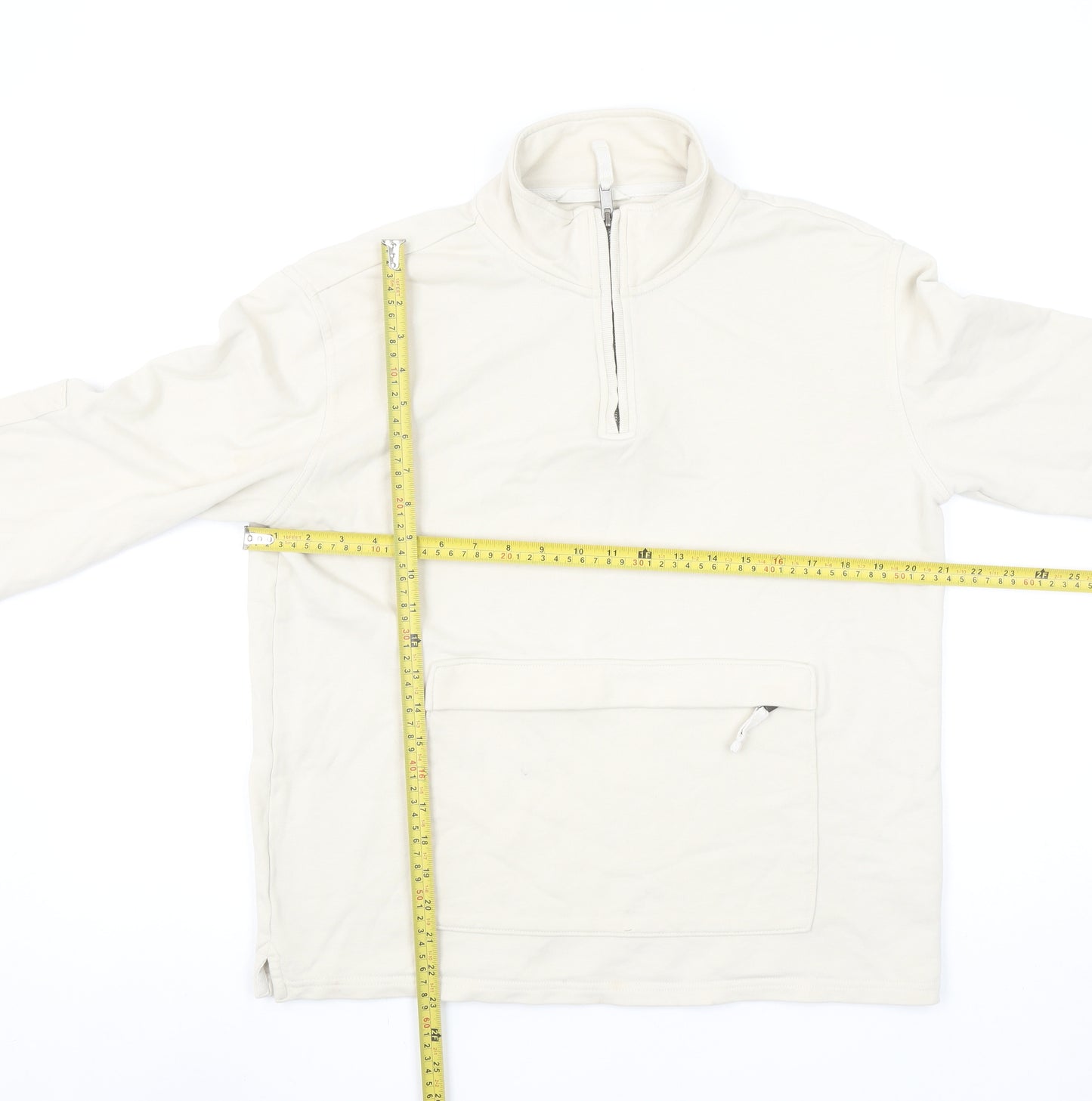 Marks and Spencer Men's Beige 1/2 Zip Cotton Sweatshirt Size S