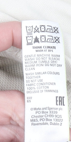 Marks and Spencer Men's Beige 1/2 Zip Cotton Sweatshirt Size S