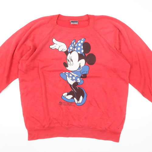 Blues London Women's Red Minnie Mouse Pullover Sweatshirt XL Acrylic Cotton