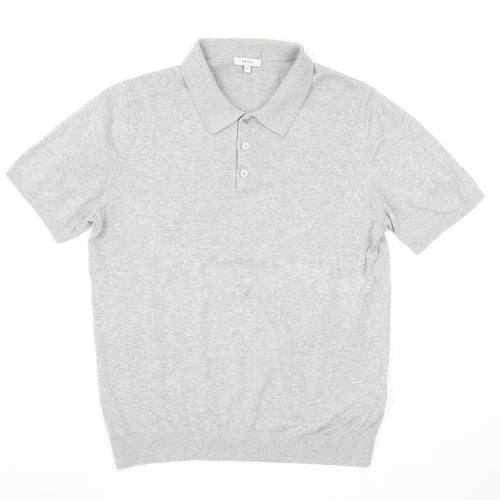 Reiss Men’s Grey 100% Cotton Short Sleeve Polo Shirt Size M