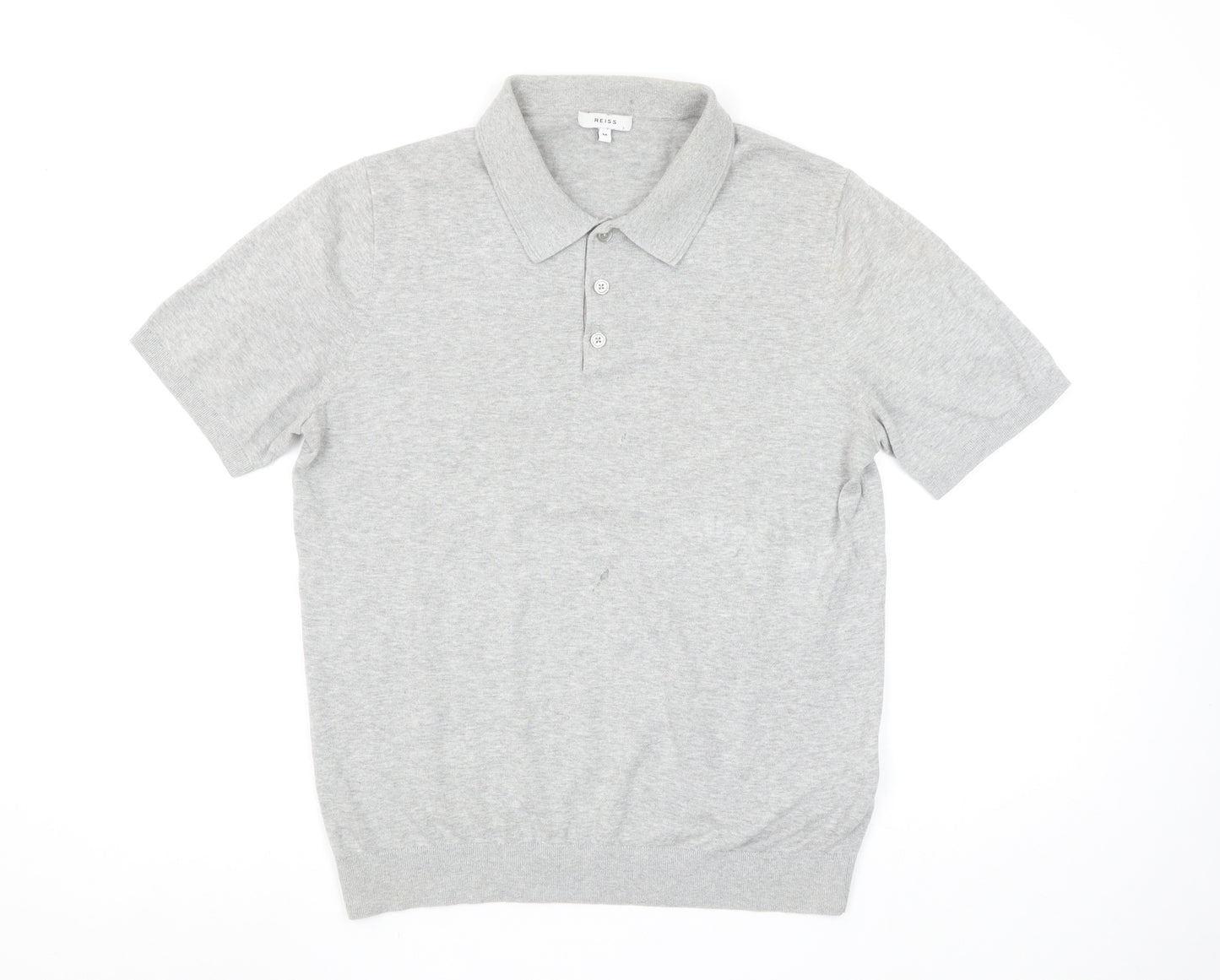 Reiss Men’s Grey 100% Cotton Short Sleeve Polo Shirt Size M