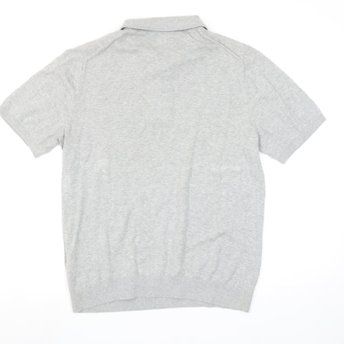 Reiss Men’s Grey 100% Cotton Short Sleeve Polo Shirt Size M