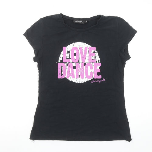 Pineapple Girls Black Love Dance Graphic Short Sleeve T-Shirt L