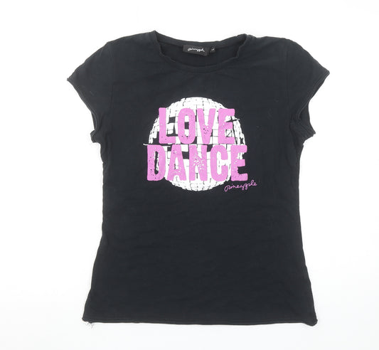 Pineapple Girls Black Love Dance Graphic Short Sleeve T-Shirt L