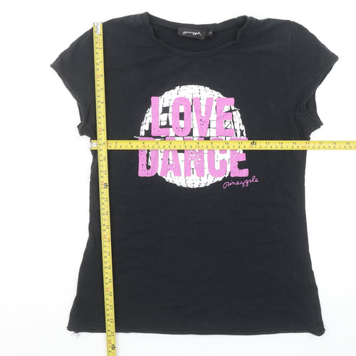 Pineapple Girls Black Love Dance Graphic Short Sleeve T-Shirt L