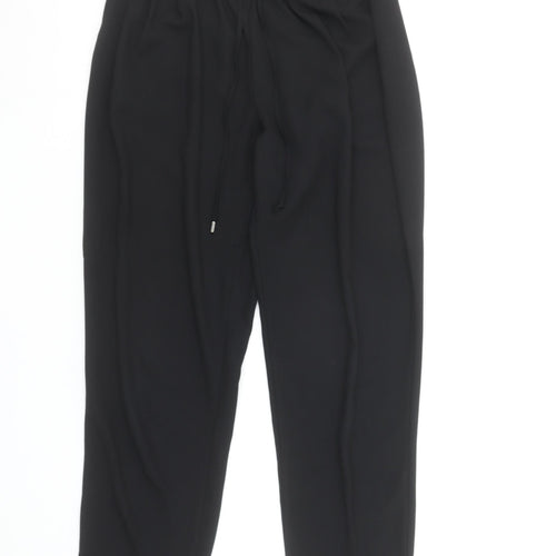 Zara Women Black Tapered Trousers Size S Elastic Waist Crepe