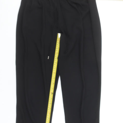 Zara Women Black Tapered Trousers Size S Elastic Waist Crepe