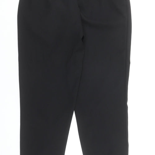 Zara Women Black Tapered Trousers Size S Elastic Waist Crepe