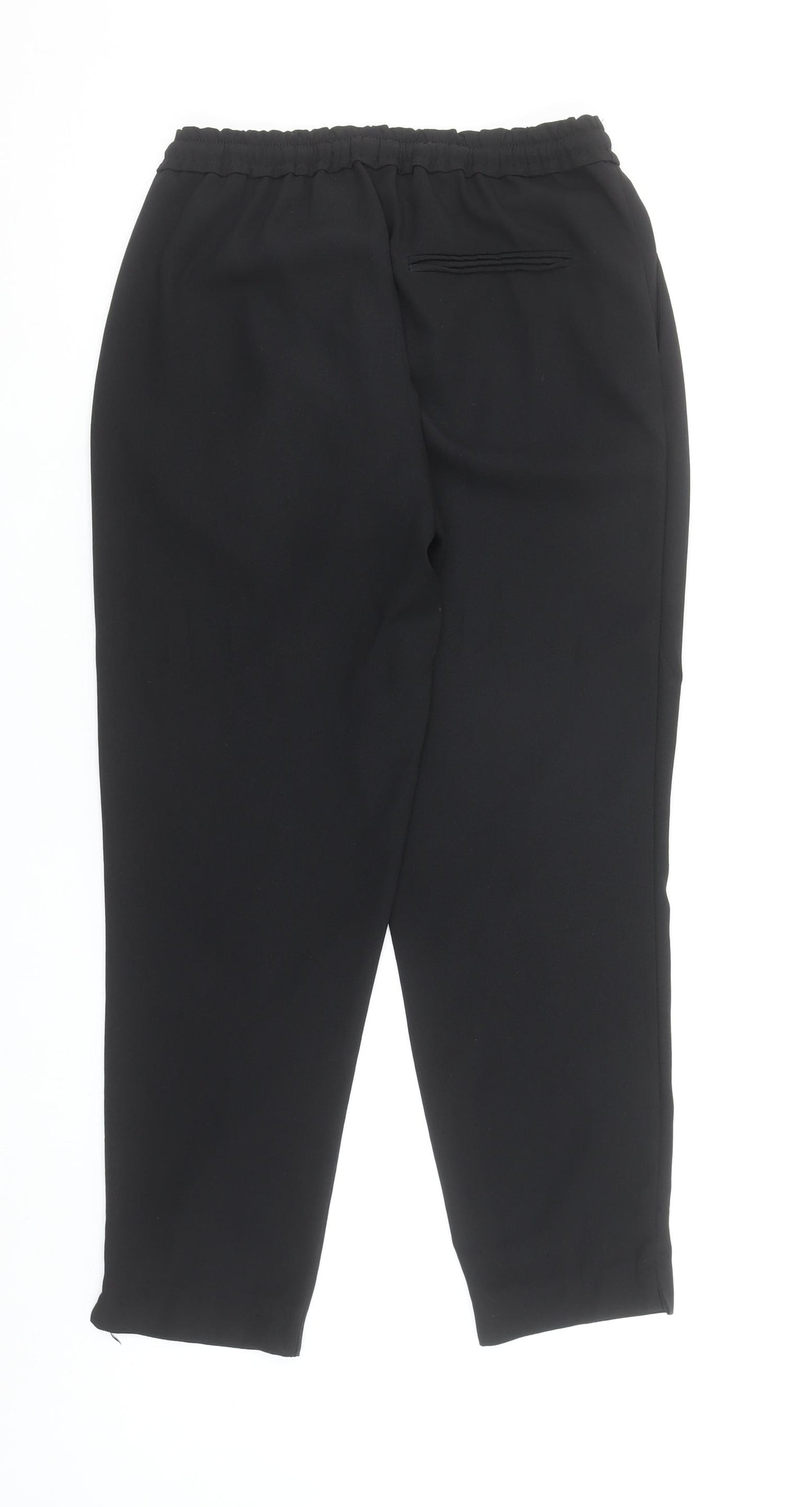 Zara Women Black Tapered Trousers Size S Elastic Waist Crepe